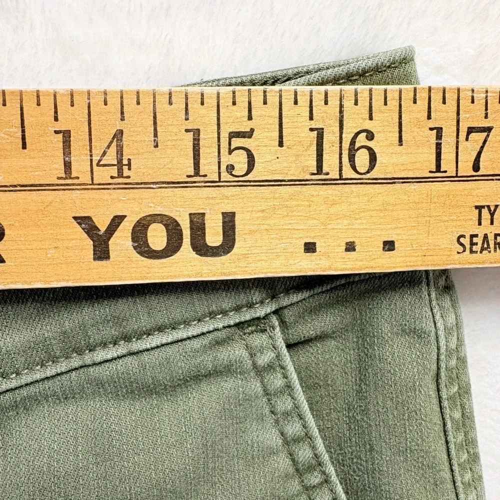 Talbots Pants Women Size 10 Olive Green Straight Ankle Crop Cotton Lyocell Blend - Picture 3 of 11